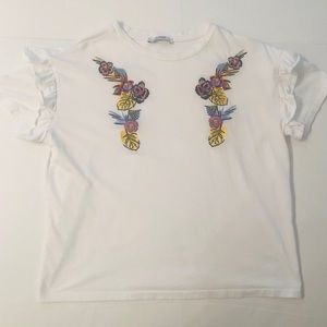 Zara raffle sleeve embroidered T-shirt